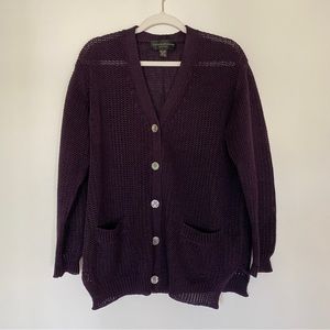 Donna Karan New York (BLACK LABEL) Oversize Eggplant/Purple Smooth Knit Cardigan